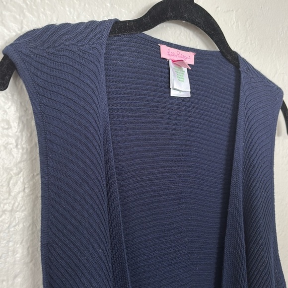 Lilly Pulitzer Andella Navy Blue 100% cotton fringe detail Sweater vest - Picture 8 of 11